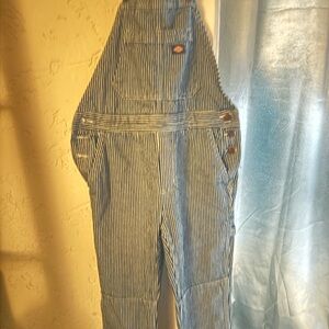 Dickies Navy and White Striped overalls